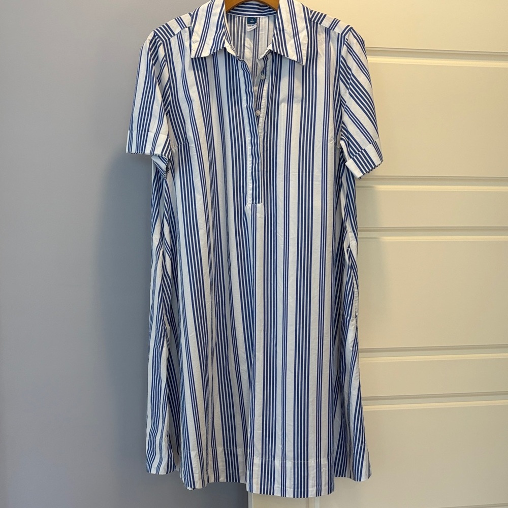 Old Navy Blue and White Women’s Striped Swing Dress - Tall Small